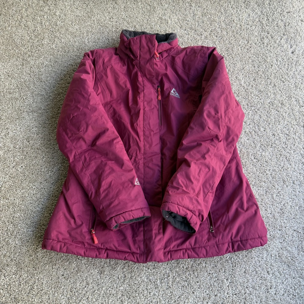 Gerry Jacket Womens L Pink Puffer Insulated Full Zip Lined Pockets Winter Ski